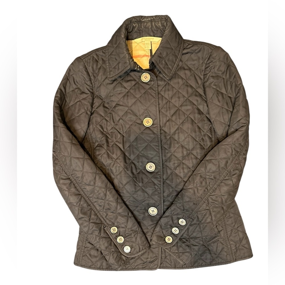 BURBERRY BRIT Quilted Black Jacket Coat Blazer Nova Check Lined Size XS - Picture 5 of 16